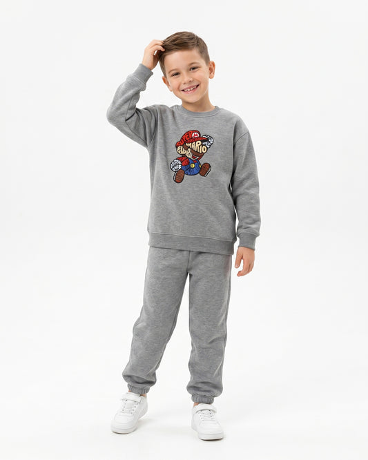 Boys Super Mario Graphic Set | Grey - Remint Kids Fashion