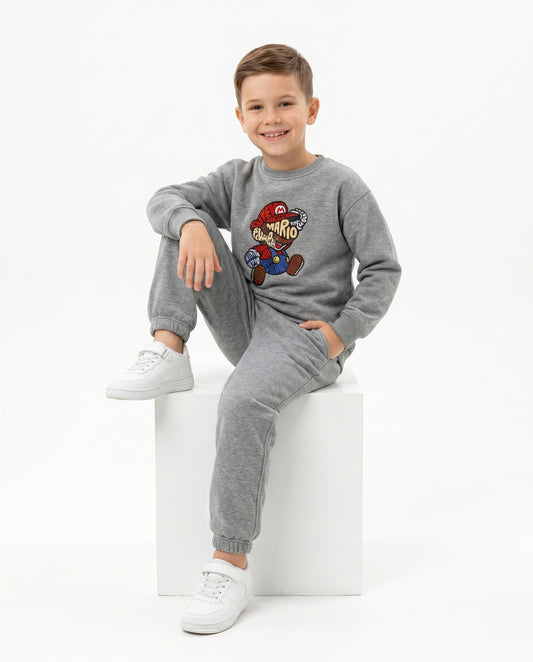 Boys Super Mario Graphic Set | Grey - Remint Kids Fashion