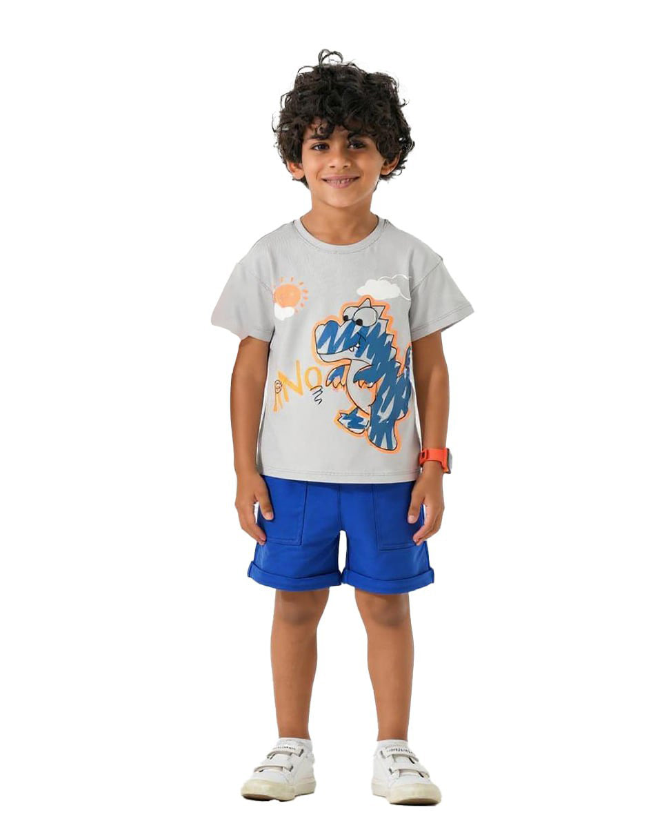 Boys Dino Graphic Set | Grey - Remint Kids Fashion