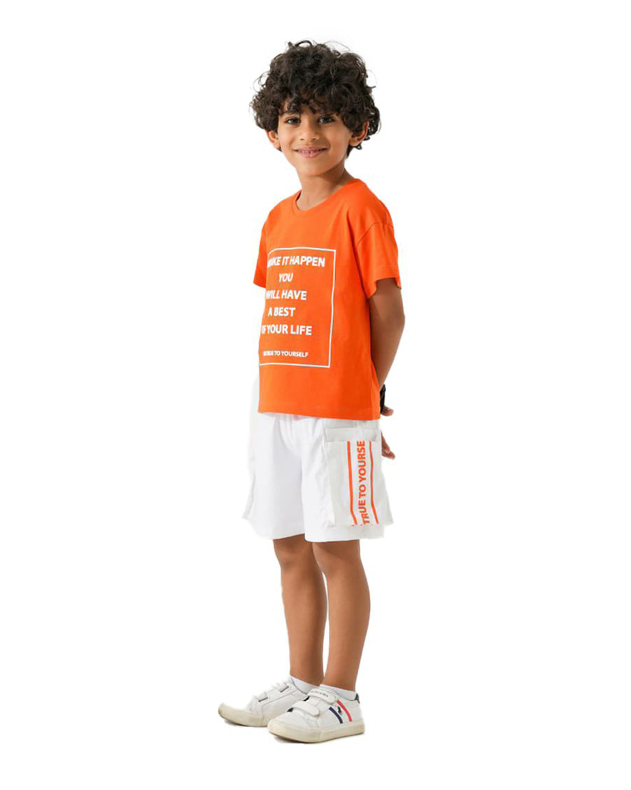 Boys Motivational Graphic Set | Orange - Remint Kids Fashion