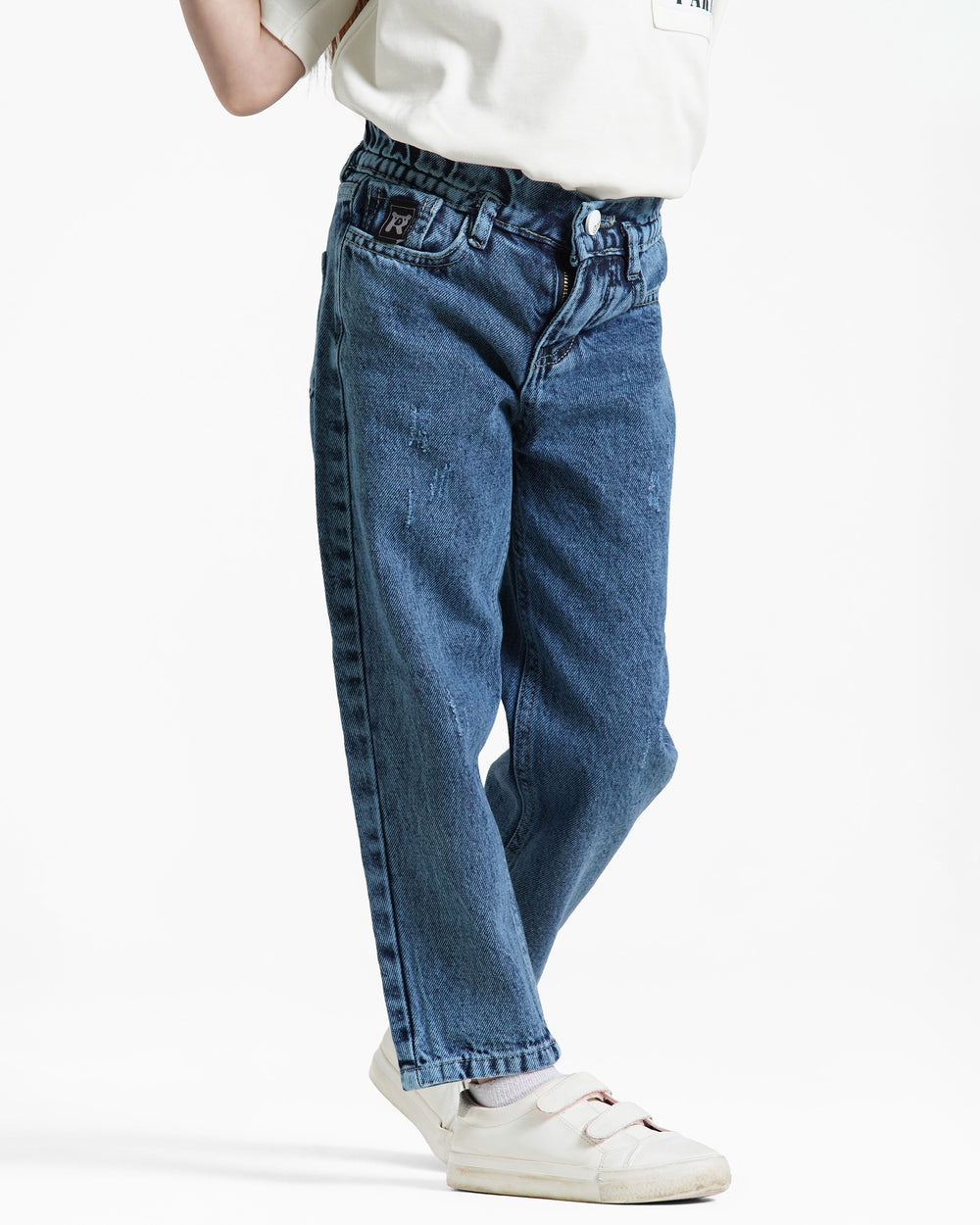 Girls Relaxed Fit Jeans | Medium Wash - Remint Kids Fashion