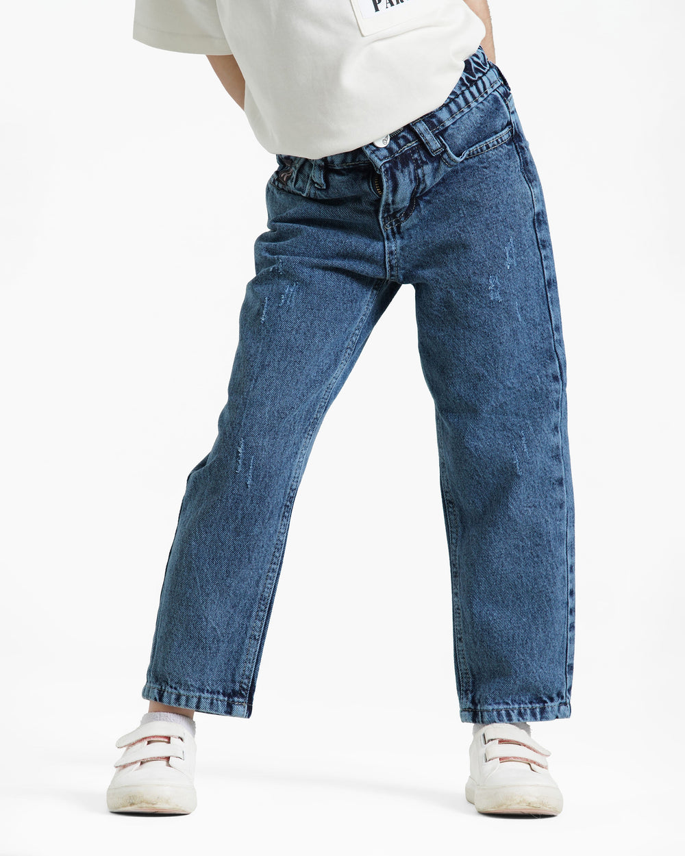 Girls Relaxed Fit Jeans | Medium Wash - Remint Kids Fashion