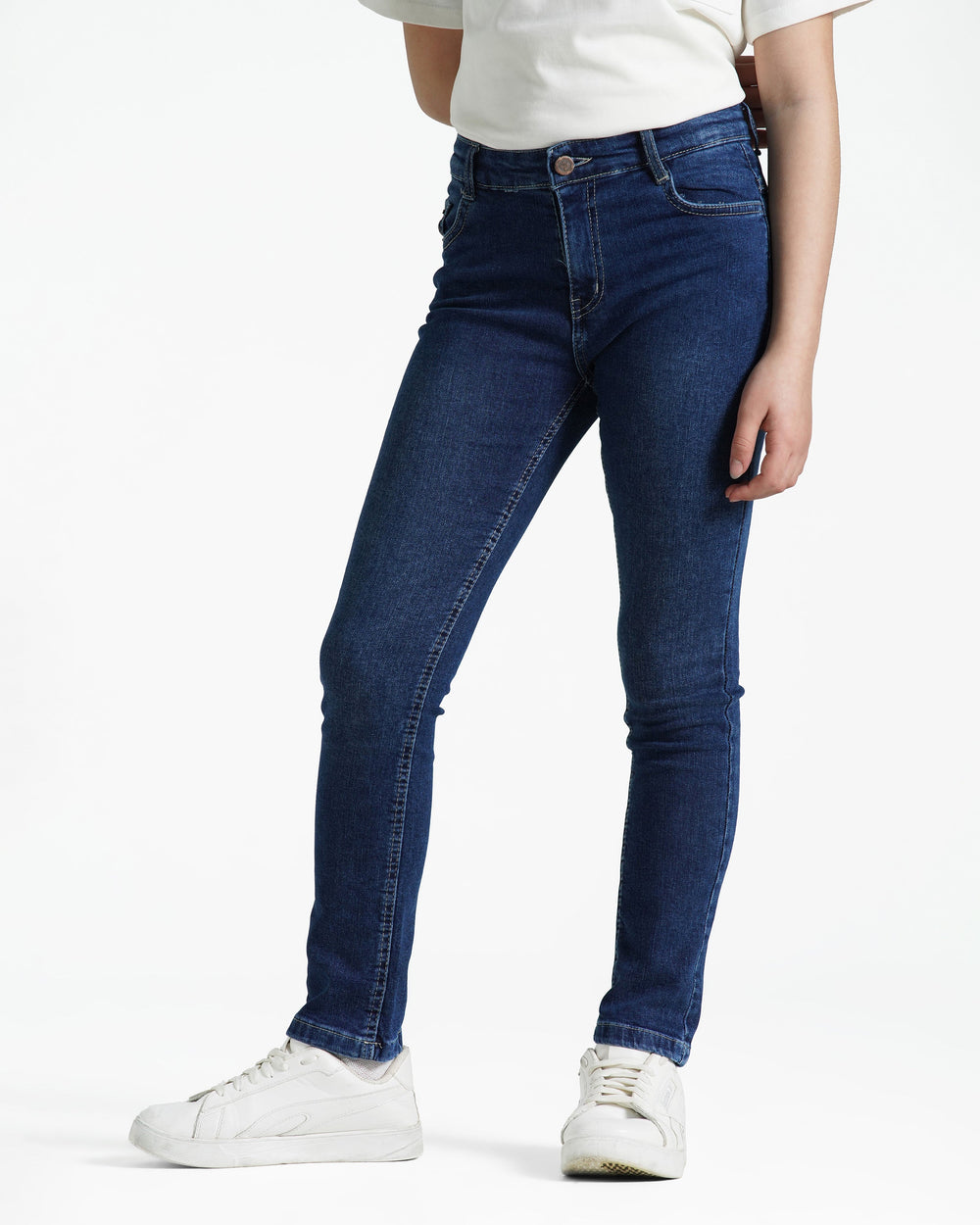 Girls Slim Fit Stretch Jeans | Dark Wash - Remint Kids Fashion