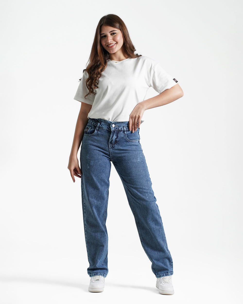 Teen Girls Relaxed Fit Jeans | Dark Wash - Remint Kids Fashion