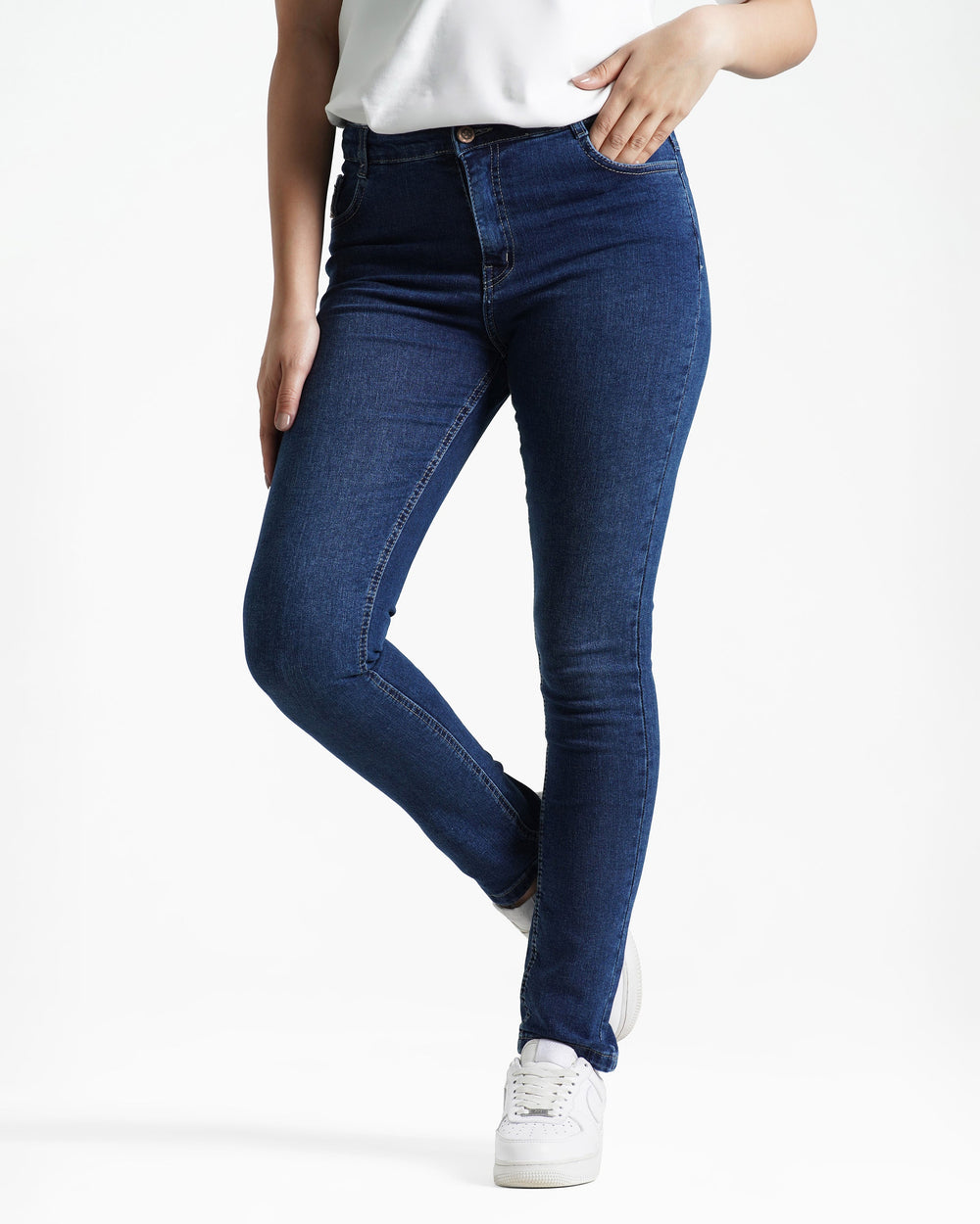 Teen Girls High-Waisted Skinny Jeans | Medium Wash - Remint Kids Fashion
