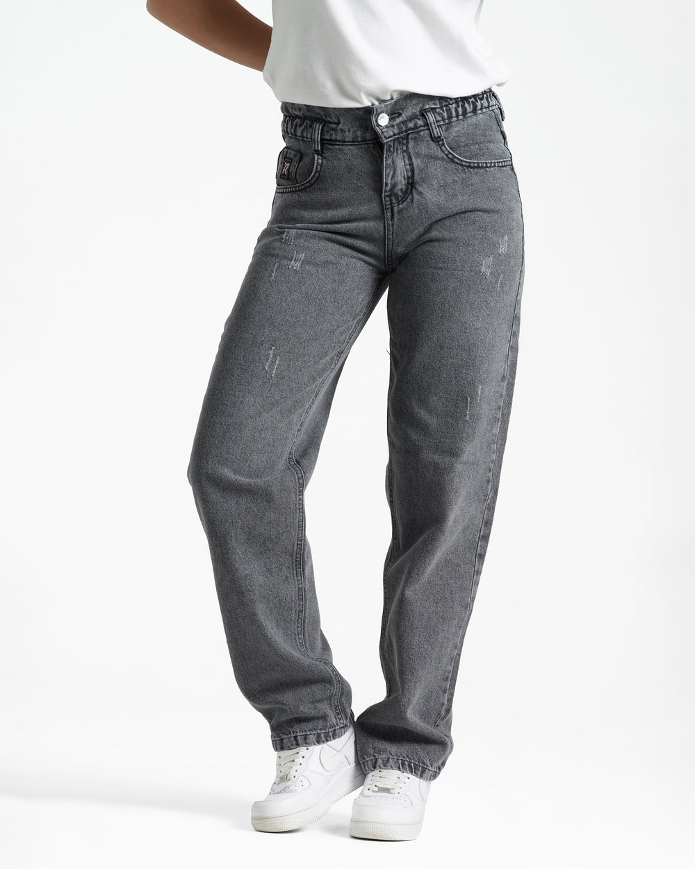 Teen Girls Relaxed Fit Jeans | Grey Wash - Remint Kids Fashion