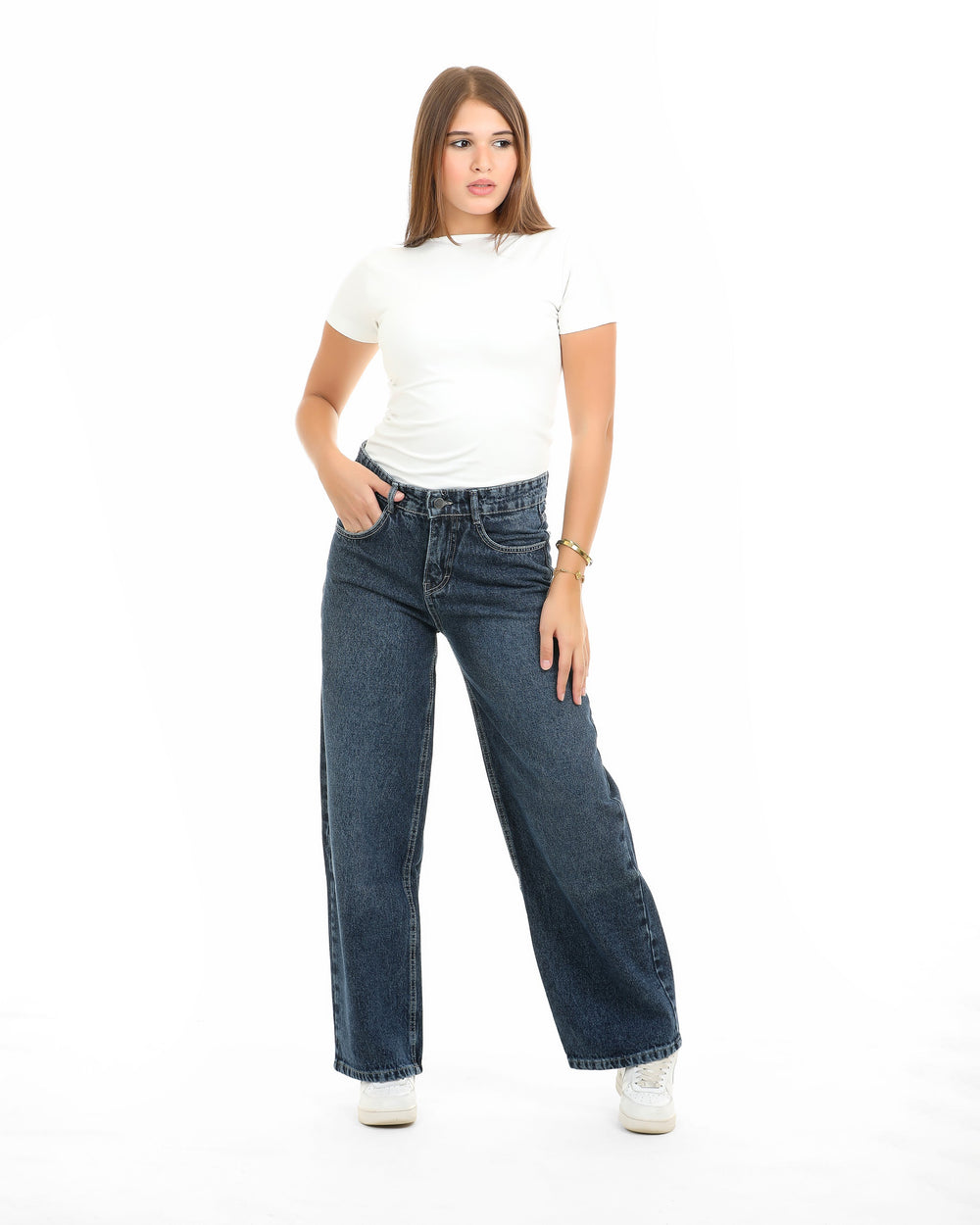 Girls Wide-Leg High Waist Jeans | Dark Wash - Remint Kids Fashion