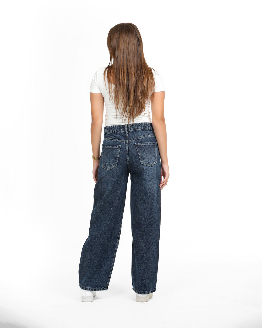 Girls Wide-Leg High Waist Jeans | Dark Wash - Remint Kids Fashion