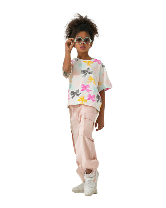 Girls Bow Print Set | Sky Blue - Remint Kids Fashion
