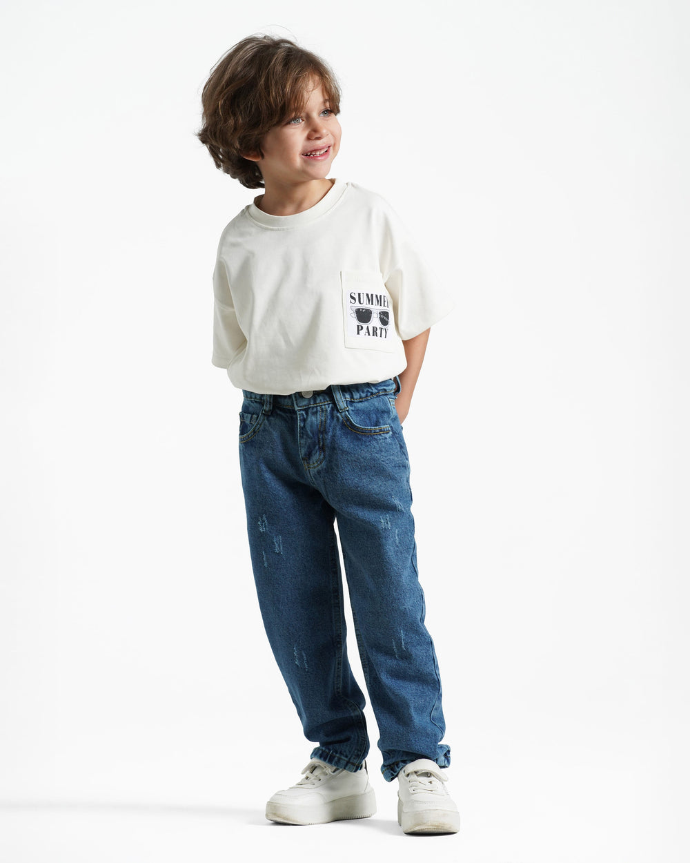 Boys Relaxed Fit Denim Jeans | Dark Wash - Remint Kids Fashion