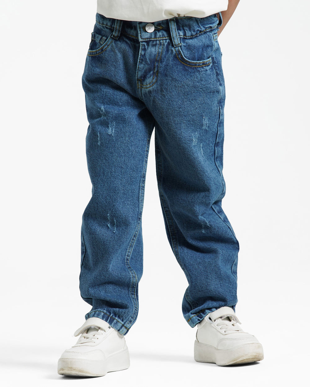 Boys Relaxed Fit Denim Jeans | Medium Wash - Remint Kids Fashion