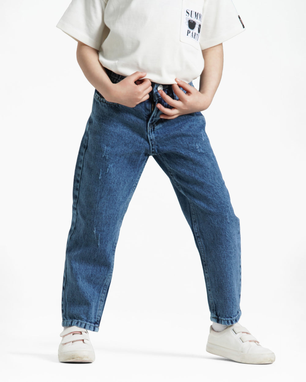 Boys Relaxed Fit Denim Jeans | Medium Wash - Remint Kids Fashion