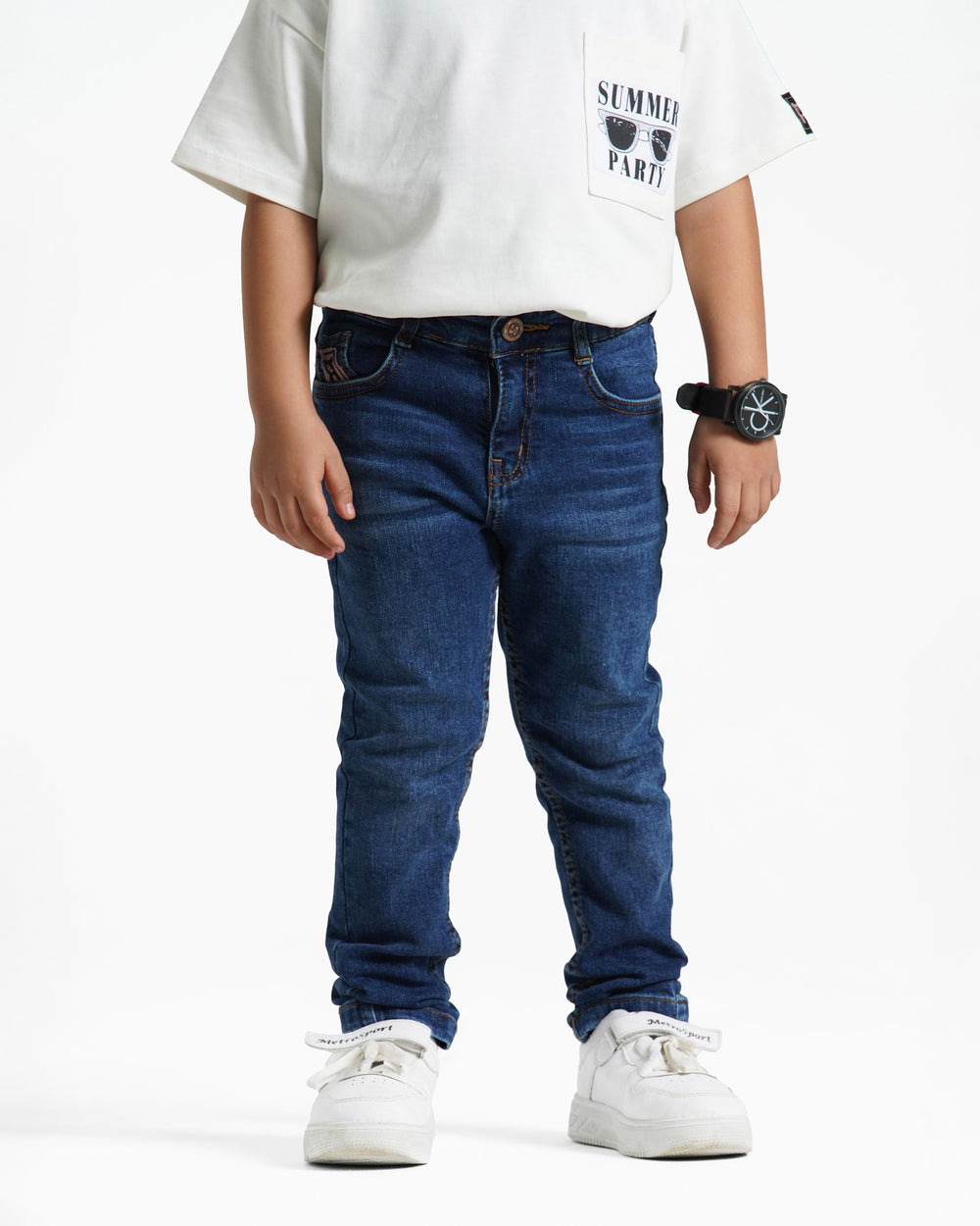 Boys Slim Fit Stretch Jeans | Dark Wash - Remint Kids Fashion