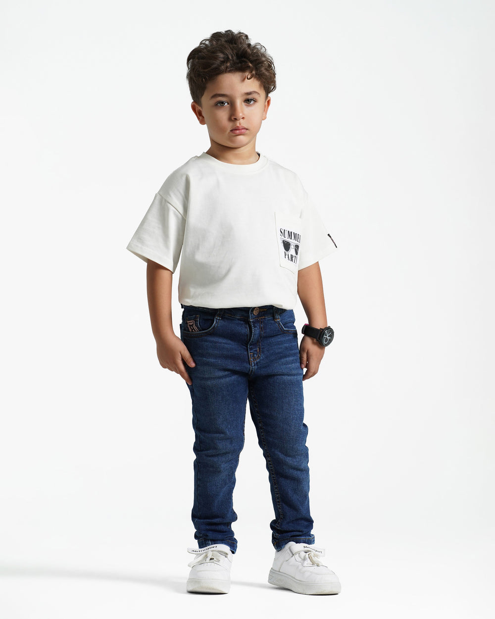 Boys Slim Fit Stretch Jeans | Dark Wash - Remint Kids Fashion