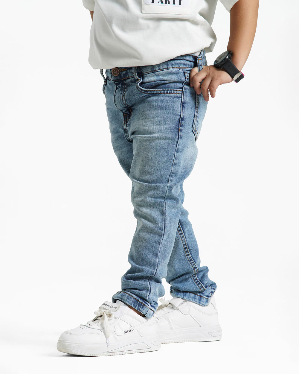 Boys Slim Fit Stretch Jeans | Light Wash - Remint Kids Fashion