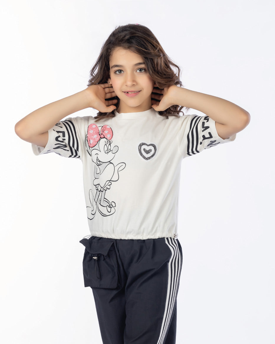Girls Minnie Graphic T-Shirt | Off-White - Remint Kids Fashion