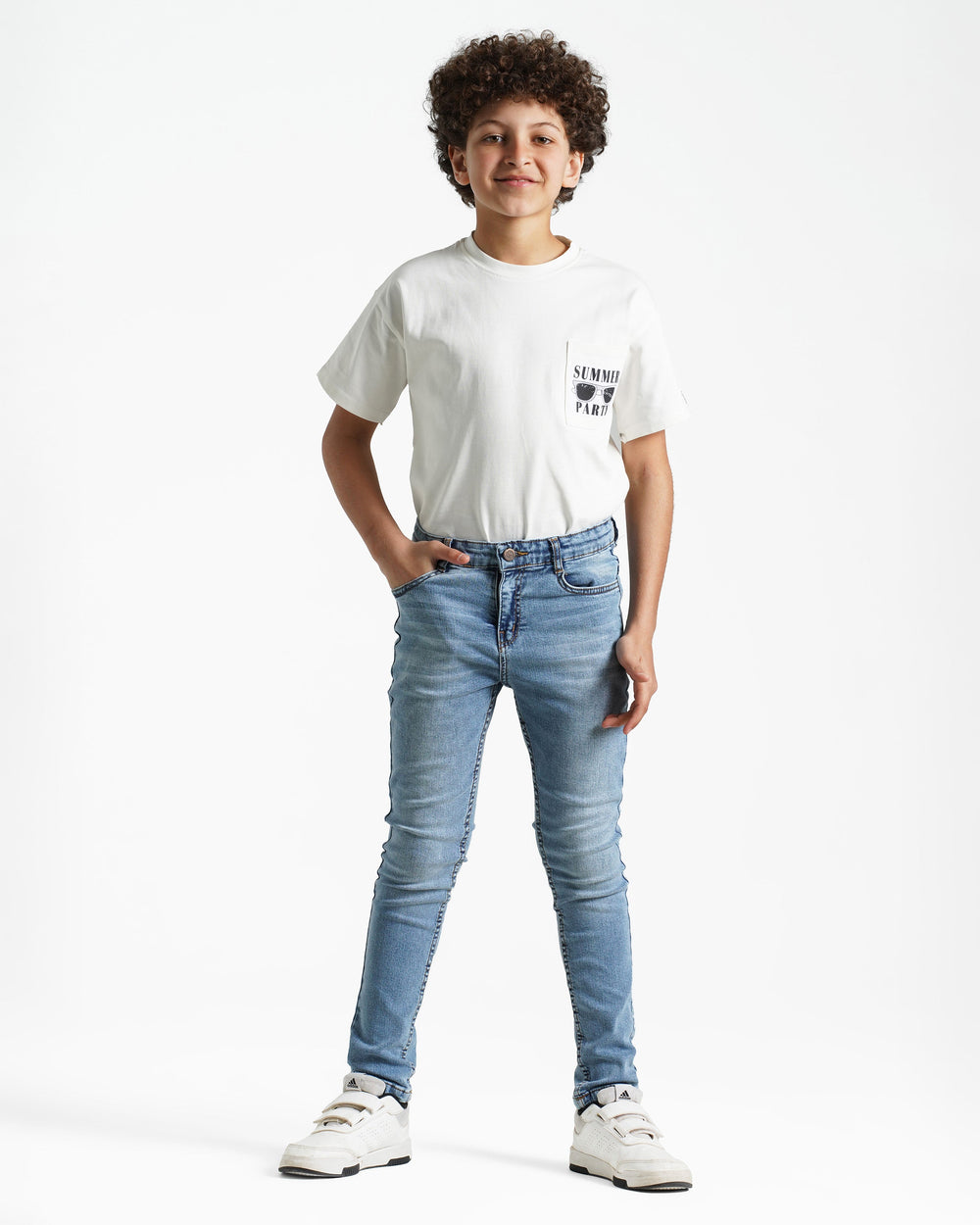 Boys Slim Fit Stretch Jeans | Light Wash - Remint Kids Fashion