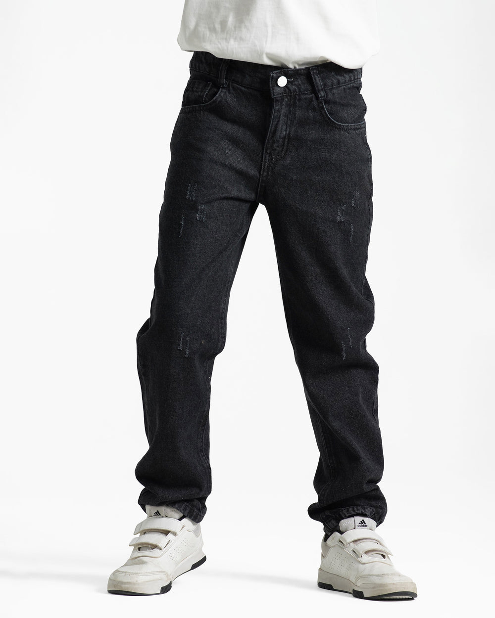 Boys Relaxed Fit Distressed Jeans | Black Wash - Remint Kids Fashion