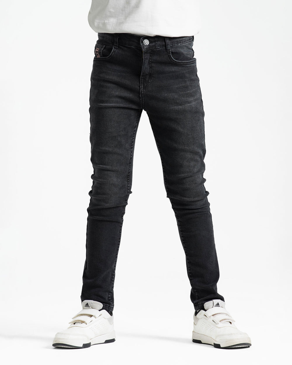 Boys Skinny Fit Stretch Jeans | Black Wash - Remint Kids Fashion