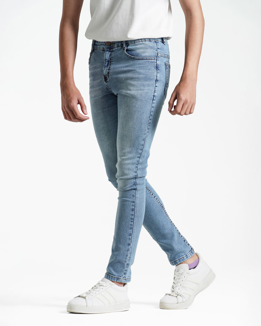 Teen Boys Slim Fit Stretch Jeans | Light Wash - Remint Kids Fashion