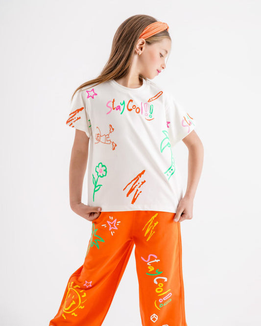 Girls Stay Cool Set | Orange - Remint Kids Fashion