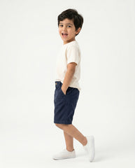 Boys Linen Blend Casual Shorts | Dark Blue - Remint Kids Fashion