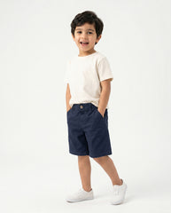 Boys Linen Blend Casual Shorts | Dark Blue - Remint Kids Fashion