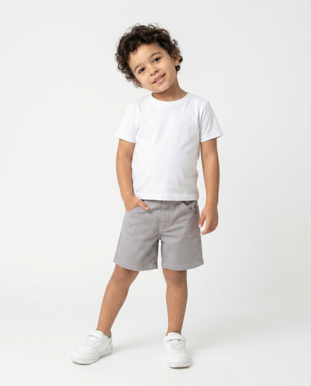 Boys Linen Blend Casual Shorts | Grey - Remint Kids Fashion
