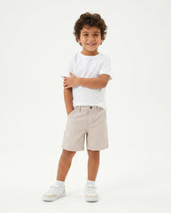 Boys Linen Blend Casual Shorts | Beige - Remint Kids Fashion
