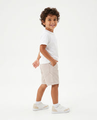 Boys Linen Blend Casual Shorts | Beige - Remint Kids Fashion