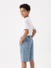 Boys Utility Pocket Denim Shorts | Light Wash - Remint Kids Fashion