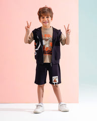 Boys Music Dog Print 3-Piece Set | Black - Remint Kids Fashion