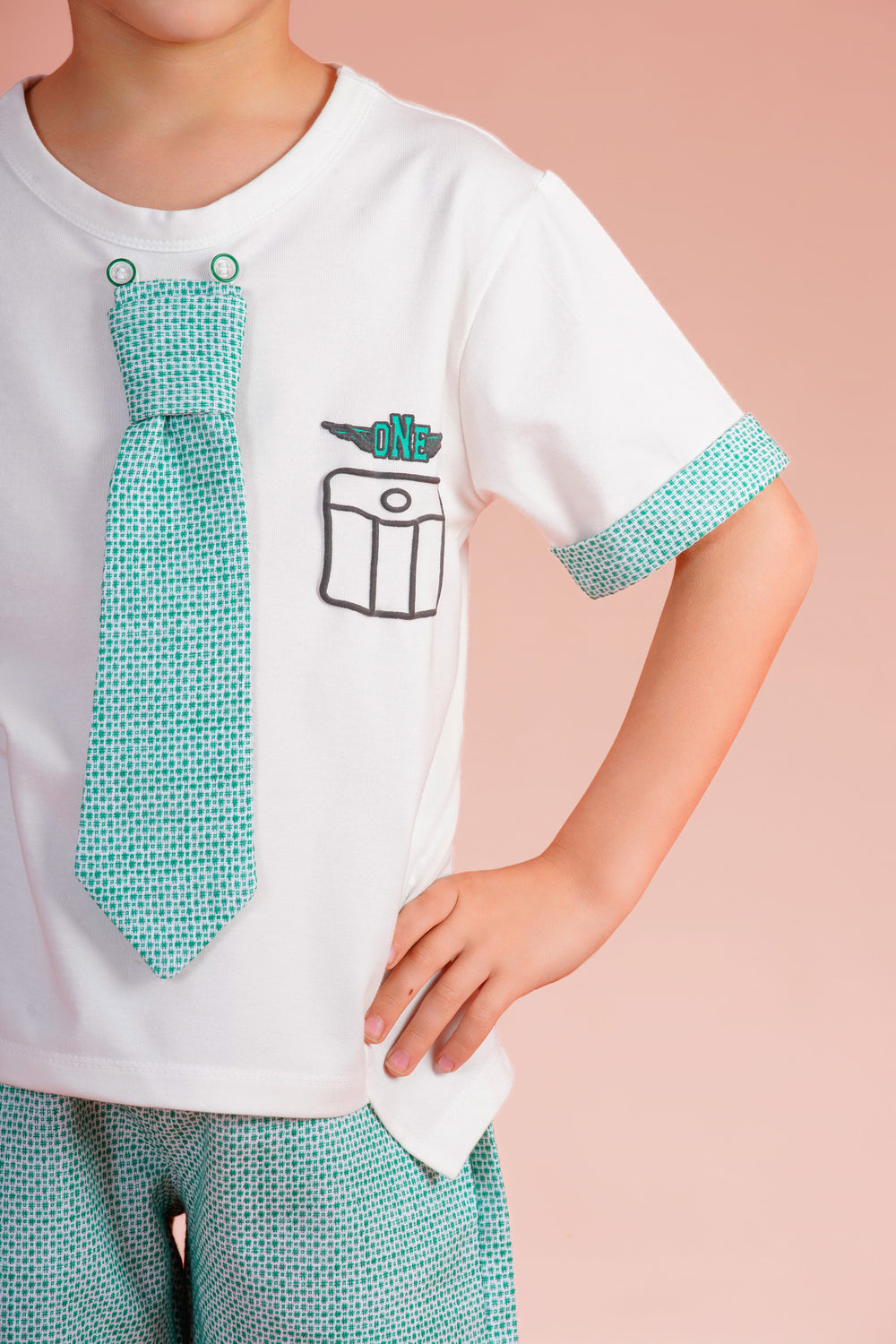 Boys Smart Casual Tie Graphic Summer Set | Mint - Remint Kids Fashion