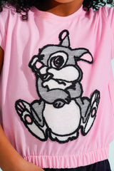 Girls Bunny Graphic T-Shirt & Shorts Set | Rose Pink - Remint Kids Fashion