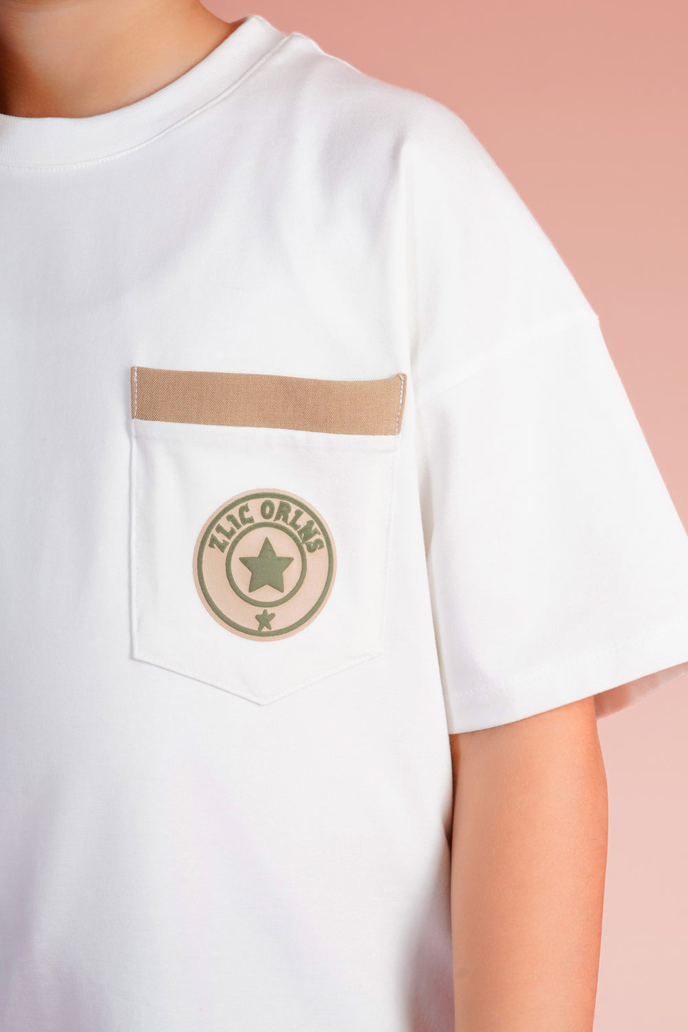 Boys Minimal Graphic Tee with Cargo Shorts Set | Peachy Beige - Remint Kids Fashion