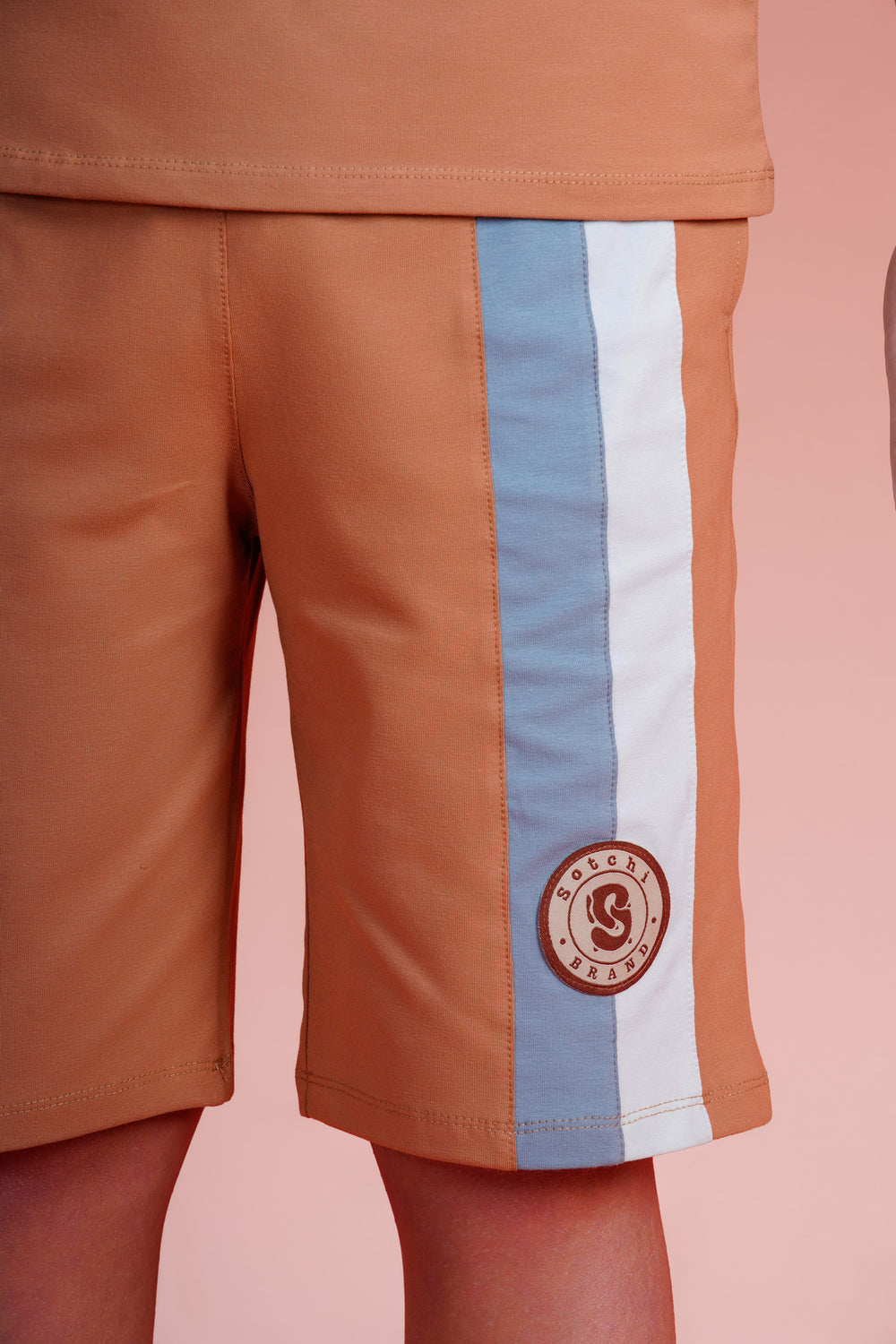 Boys Color Block Zip Polo & Shorts Set | Light Blue - Remint Kids Fashion