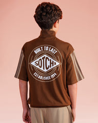 Boys Sport Zip-Up Tracksuit Set | Brown - Remint Kids Fashion