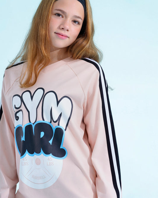 Girls Sporty Graphic Long Sleeve Set | Rose Pink - Remint Kids Fashion