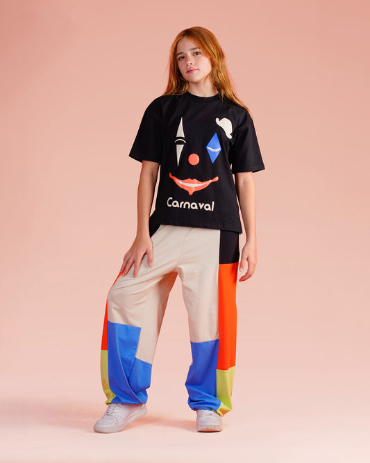 Girls Carnaval Graphic Colorblock Set | Black - Remint Kids Fashion