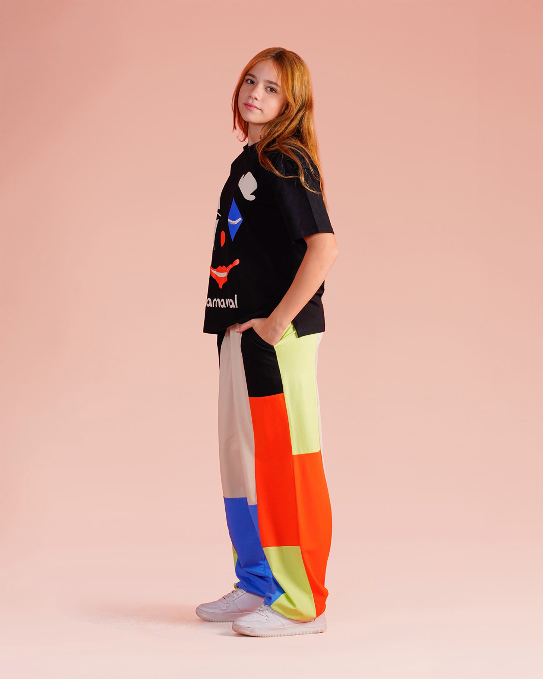 Girls Carnaval Graphic Colorblock Set | Black - Remint Kids Fashion