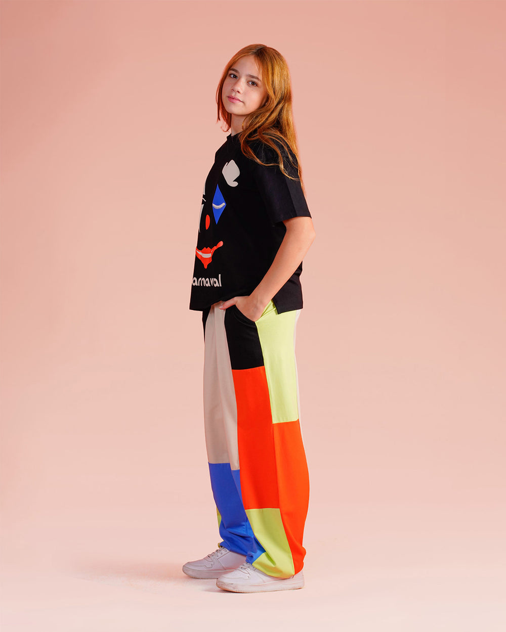 Girls Carnaval Graphic Colorblock Set | Black - Remint Kids Fashion