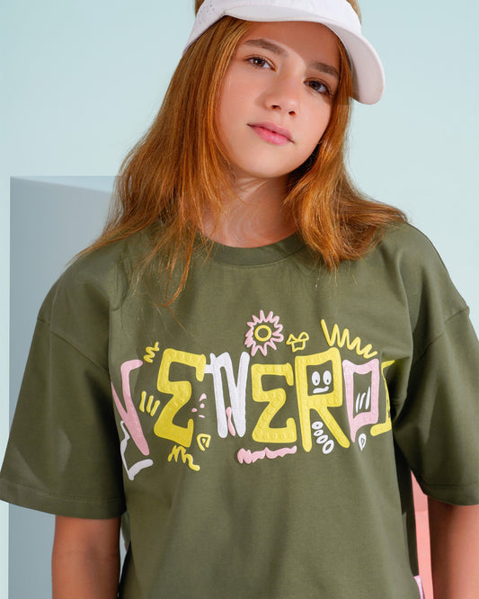 Girls Abstract Graphic Colorblock Set | Khaki - Remint Kids Fashion