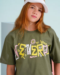 Girls Abstract Graphic Colorblock Set | Khaki - Remint Kids Fashion