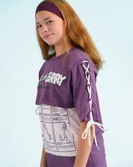 Girls Tom & Jerry Graphic Flare Set | Purple - Remint Kids Fashion